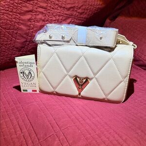Valentino Orlandi Cream Quilted Crossbody Bag - Taupe